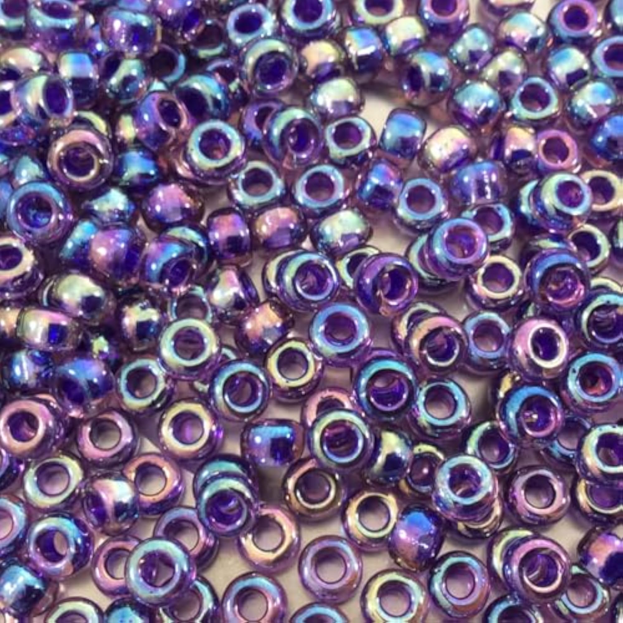 Round Seed Beads Size 6/0, 20 Grams Purple Lined Amethyst AB